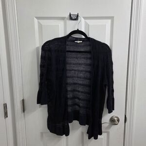 Eileen Fisher Black Open-Front Cardigan